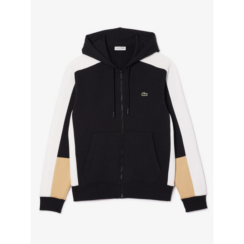 Sweat à capuche zippé tricolor noir homme - Lacoste