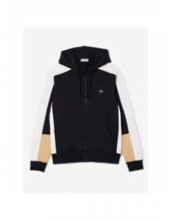 Sweat à capuche zippé tricolor noir homme - Lacoste