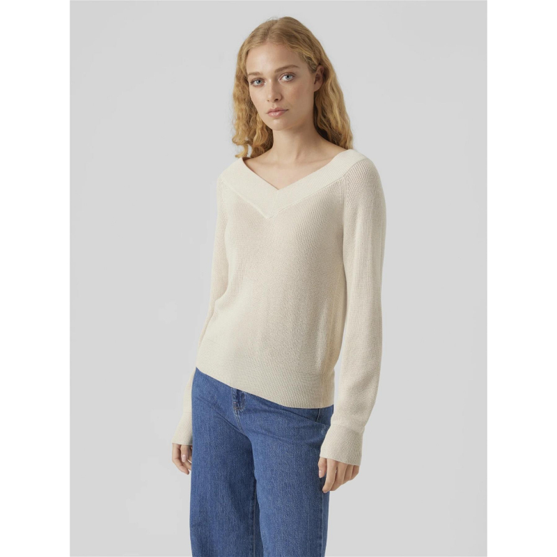 Pull col v new lex sun beige femme - Vero Moda