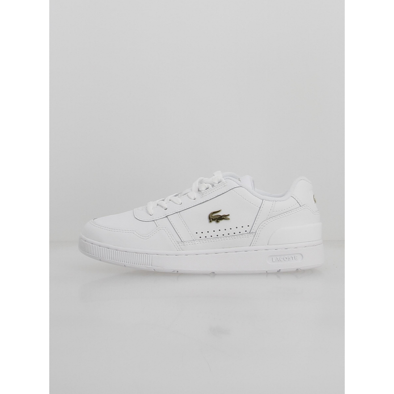 Baskets t-clip cuir logo doré blanc femme - Lacoste