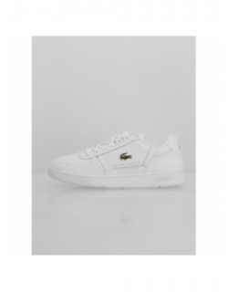 Baskets t-clip cuir logo doré blanc femme - Lacoste