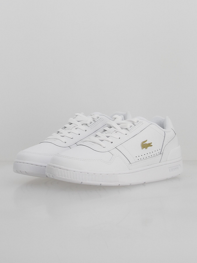 Baskets t-clip cuir logo doré blanc femme - Lacoste