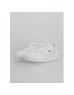 Baskets t-clip cuir logo doré blanc femme - Lacoste