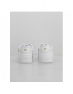 Baskets t-clip cuir logo doré blanc femme - Lacoste