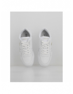 Baskets t-clip cuir logo doré blanc femme - Lacoste