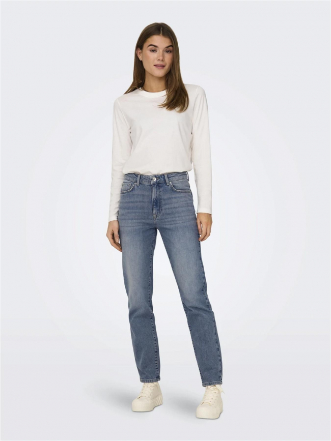 Jean droit emily stretch bleu gris femme - Only