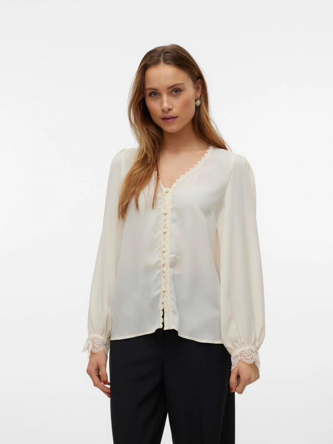 Chemisier dentelle ginda blanc écru femme - Vero Moda