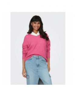 Pull col v camilla rose fuchsia femme - Only