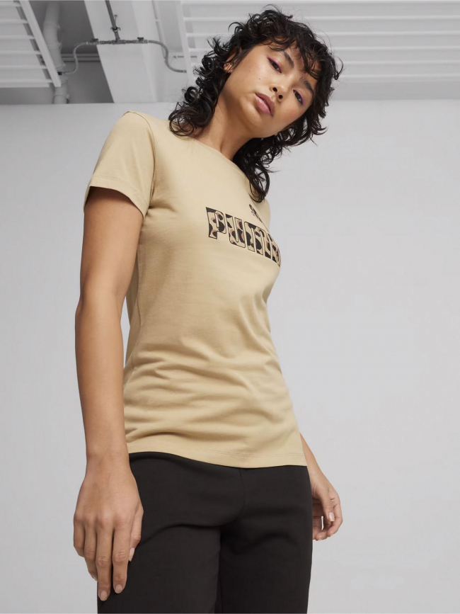 T-shirt essential animal beige femme - Puma