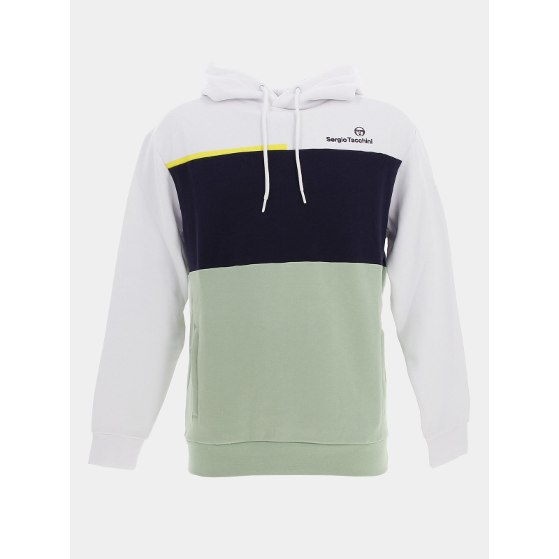 Sweat à capuche incastro bleu/blanc/vert homme - Sergio Tacchini