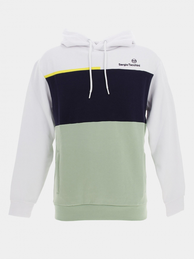 Sweat à capuche incastro bleu/blanc/vert homme - Sergio Tacchini