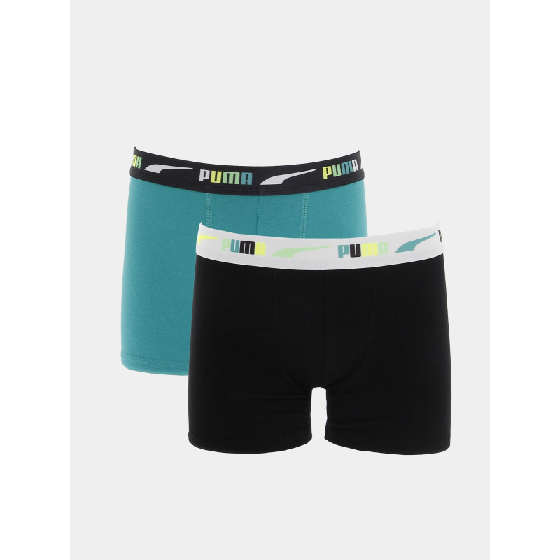 Pack 2 boxers printed turquoise/noir garçon - Puma