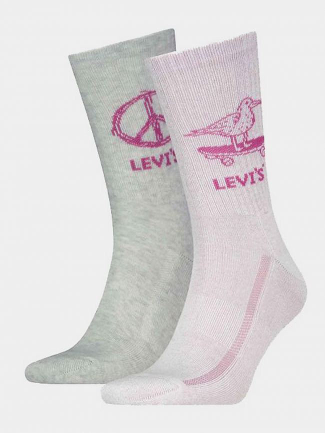 Pack 2 paires de chaussettes graphic rose/gris - Levi's