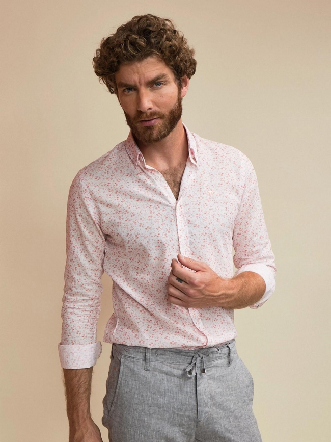 Chemise manches longues lamy imprimé rose homme - Benson & Cherry