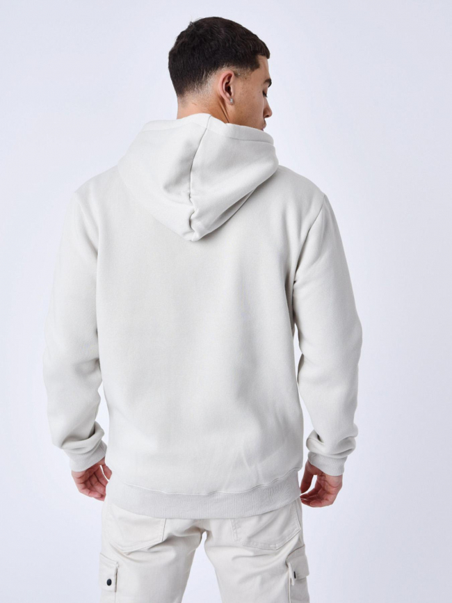 Sweat zippé à capuche logo brodé beige homme - Project X Paris