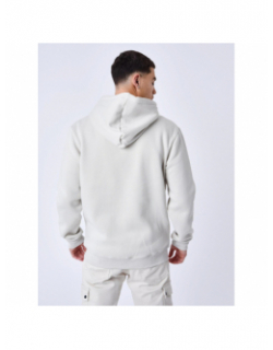 Sweat zippé à capuche logo brodé beige homme - Project X Paris
