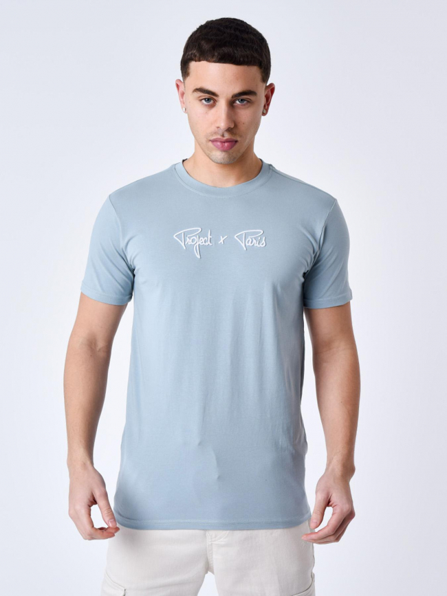 T-shirt logo brodé bleu vert homme - Project X Paris