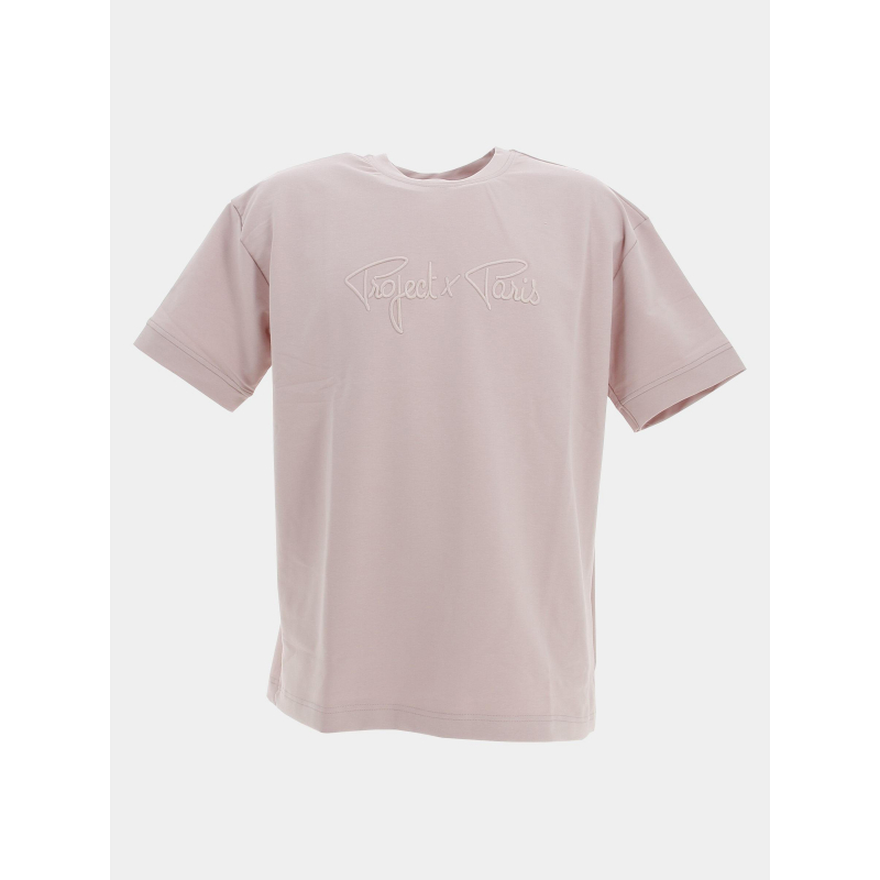 T-shirt logo brodé uni rose homme - Project X Paris