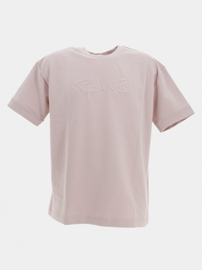 T-shirt logo brodé uni rose homme - Project X Paris