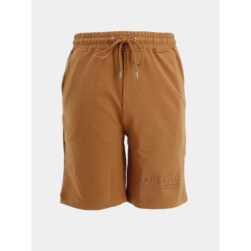 Short jogging logo brodé marron homme - Project X Paris