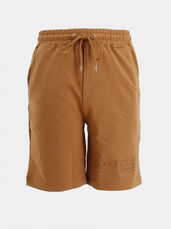 Short jogging logo brodé marron homme - Project X Paris