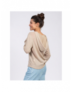 Pull fin à capuche deliboz beige femme - Sun Valley