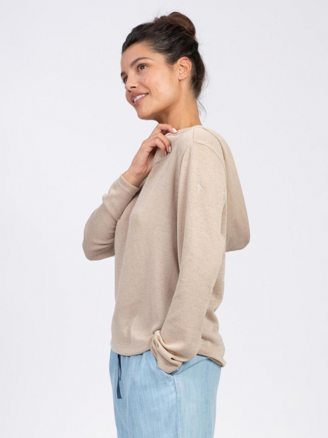 Pull fin à capuche deliboz beige femme - Sun Valley