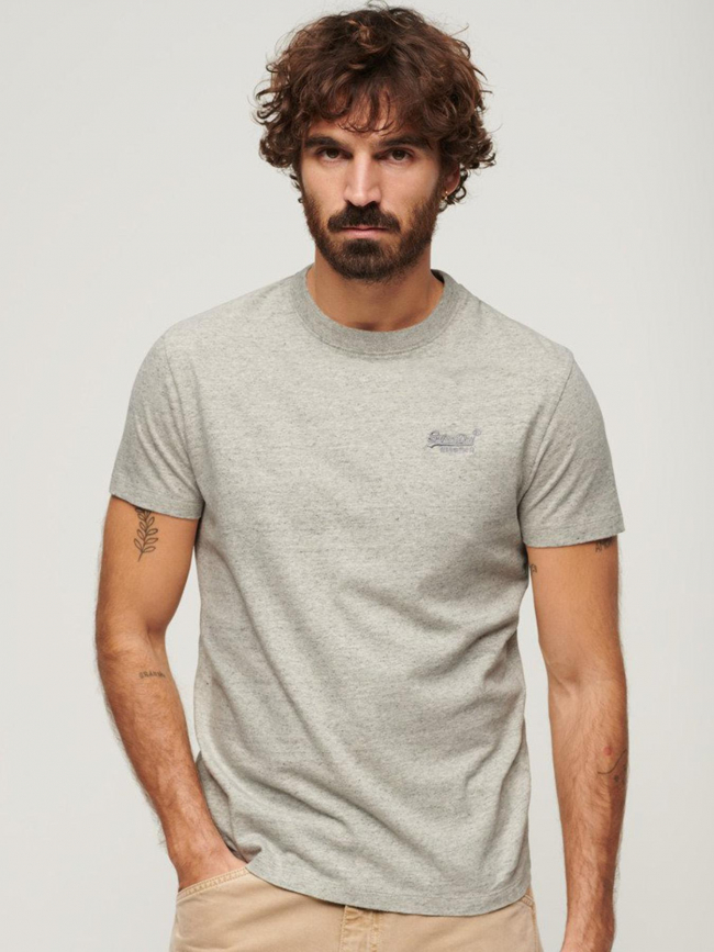 T-shirt essential logo brodé beige homme - Superdry