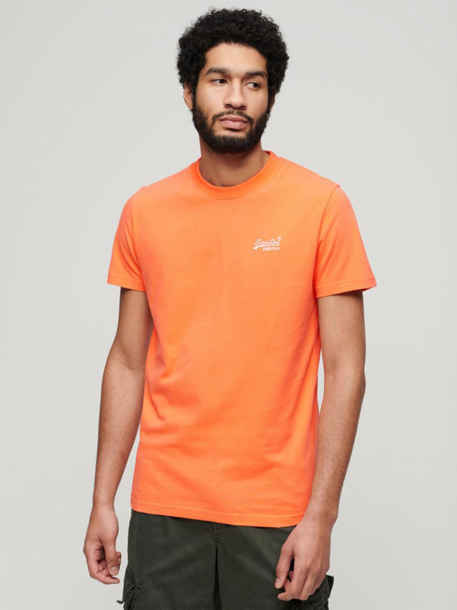 T-shirt essential logo brodé orange homme - Superdry