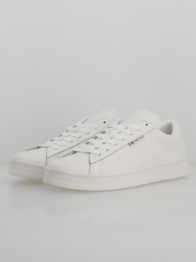 Baskets en cuir basses cups blanc homme - Tommy Jeans