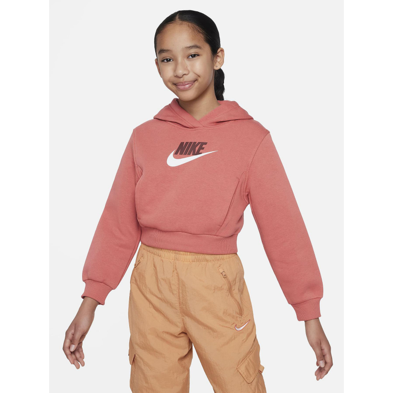 Sweat nsw club flc crop rose foncé fille - Nike