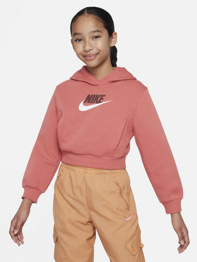 Sweat nsw club flc crop rose foncé fille - Nike