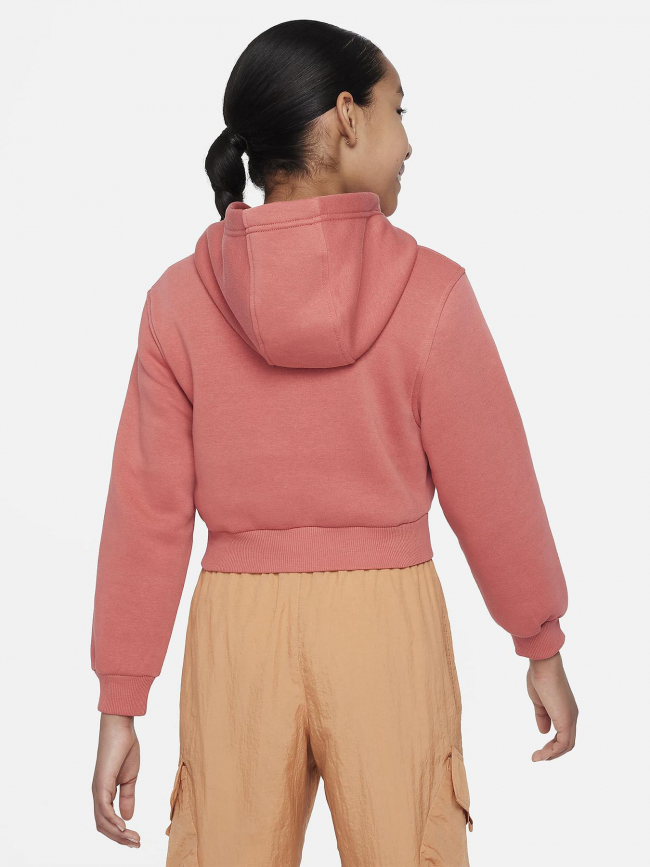 Sweat nsw club flc crop rose foncé fille - Nike