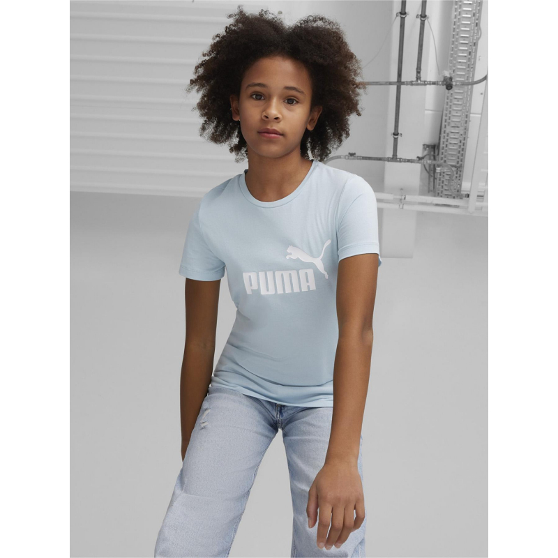 T-shirt uni essential logo bleu fille - Puma