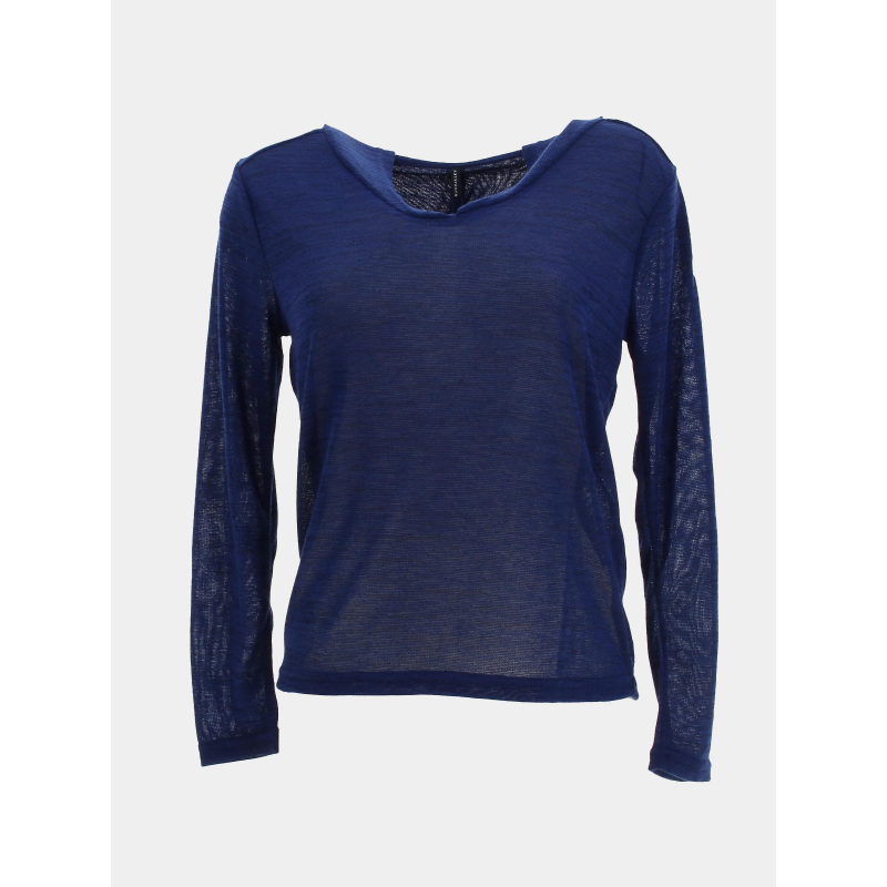 Pull à capuche maille knit chiné bleu femme - Sun Valley