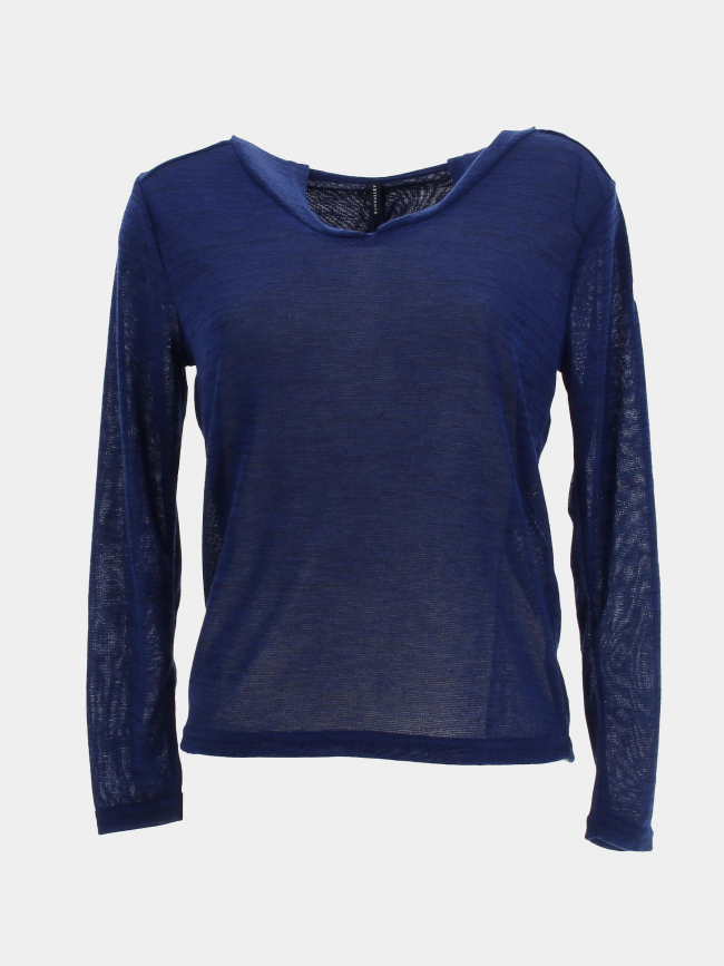 Pull à capuche maille knit chiné bleu femme - Sun Valley