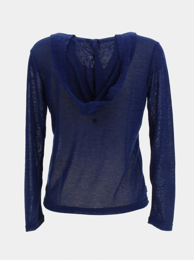 Pull à capuche maille knit chiné bleu femme - Sun Valley