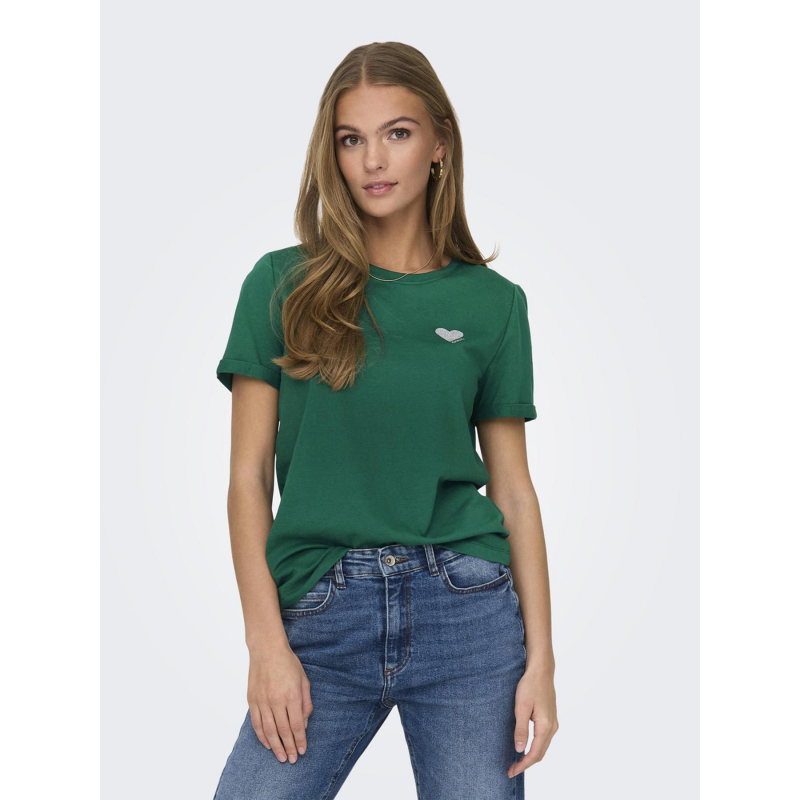 T-shirt kita life coeur vert femme - Only