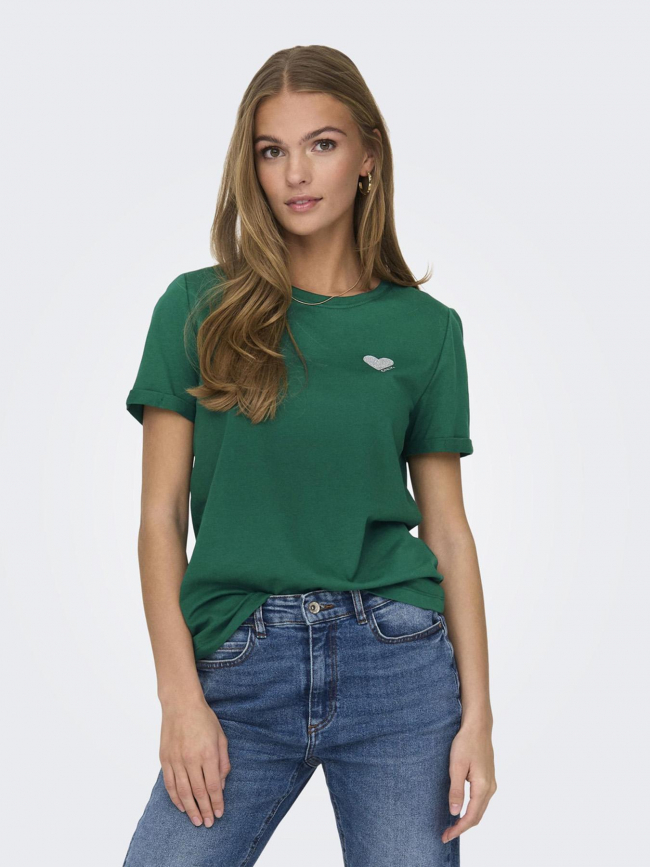 T-shirt kita life coeur vert femme - Only