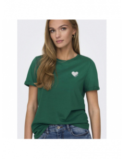 T-shirt kita life coeur vert femme - Only