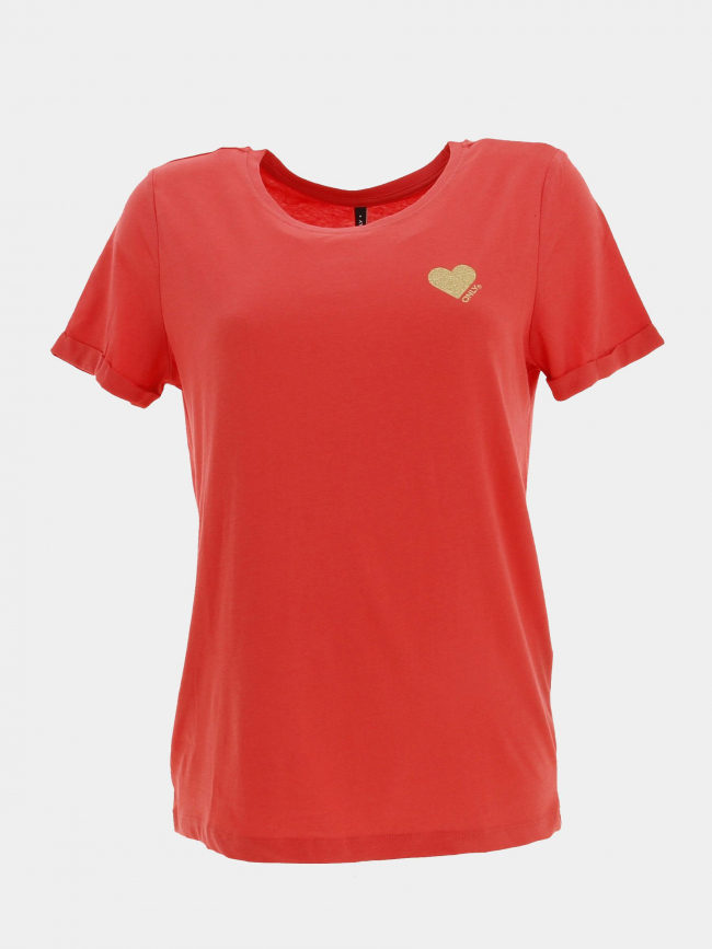 T-shirt kita life coeur rose femme - Only