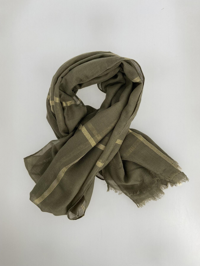 Foulard tasselo doré kaki femme - Pieces