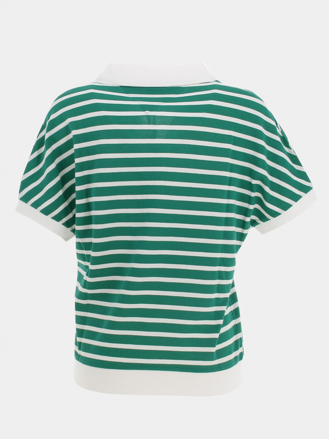 Polo relaxed lyocell rayures vert blanc femme - Tommy Hilfiger