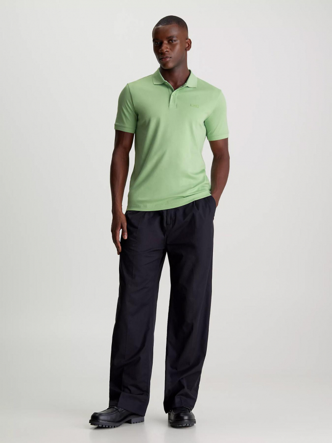 Polo uni smooth slim vert homme - Clavin Klein