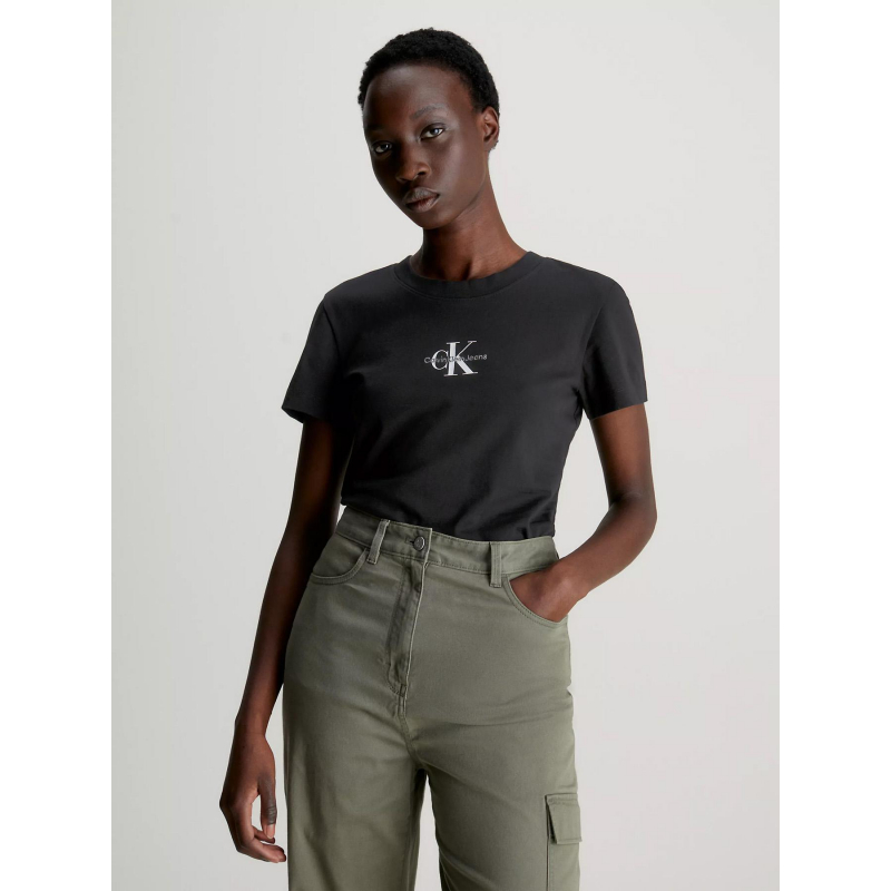 T-shirt monologo slim noir femme - Calvin Klein Jeans