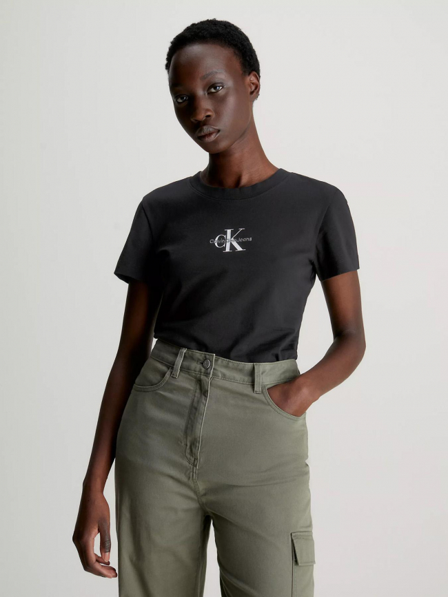 T-shirt monologo slim noir femme - Calvin Klein Jeans