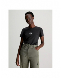 T-shirt monologo slim noir femme - Calvin Klein Jeans