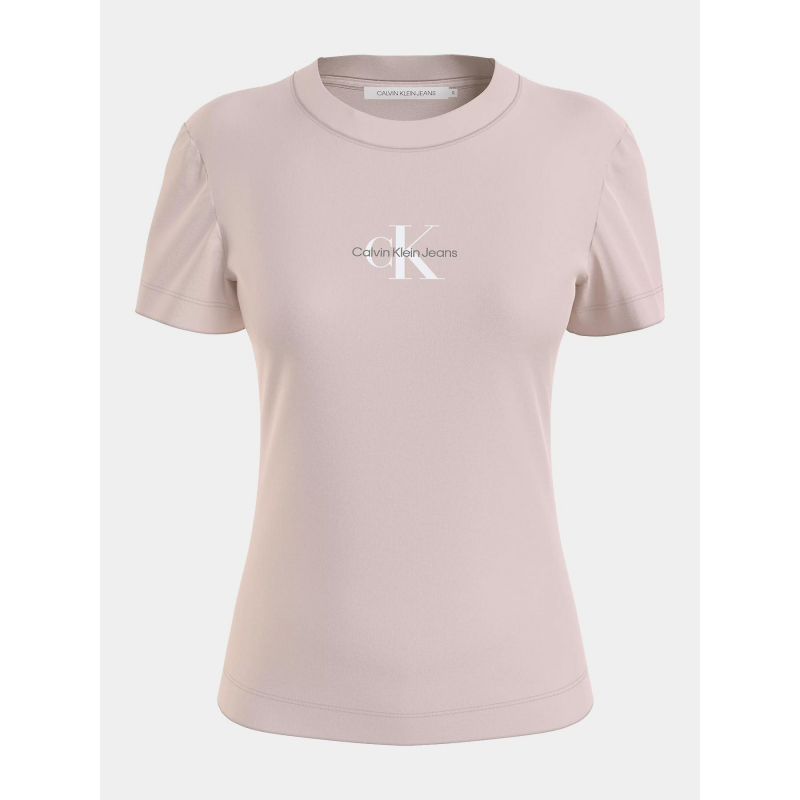 T-shirt monologo slim rose femme - Calvin Klein Jeans