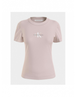 T-shirt monologo slim rose femme - Calvin Klein Jeans