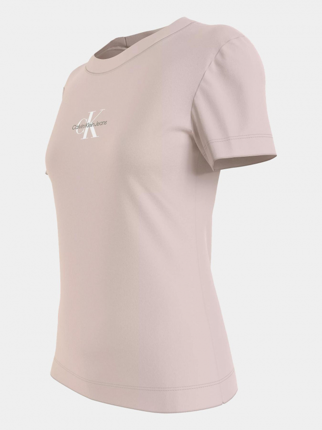 T-shirt monologo slim rose femme - Calvin Klein Jeans